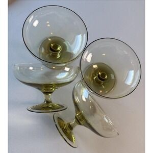 Russel Wright American Modern Morgantown Amber Chartreuse Sherbet Glass Set of 4